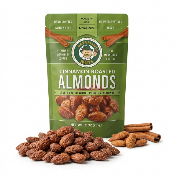 9oz Cinnamon Roasted ALMONDS – Magic Bavarian Nuts