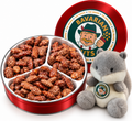 Cinnamon Roasted Almonds 18oz Gift Tin + Plush Squirrel | Vegan & Gluten-free | Magic Bavarian Nuts