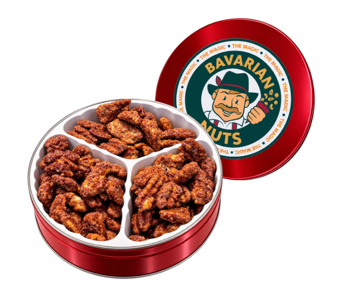 Cinnamon Roasted Pecans Gift Tin, 18oz | Gluten-free & Vegan | Magic Bavarian Nuts