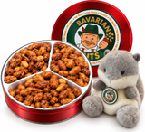 Cinnamon Roasted Peanuts 18oz Gift Tin + Plush Squirrel | Vegan & gluten-free | Magic Bavarian Nuts
