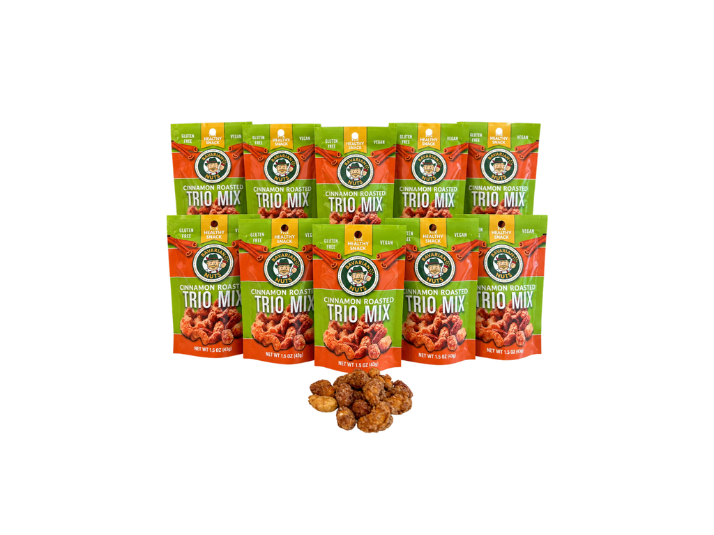 Cinnamon Roasted Trio Mix, 10Pack (1.5oz. each) | Gluten-free & Vegan | Magic Bavarian Nuts