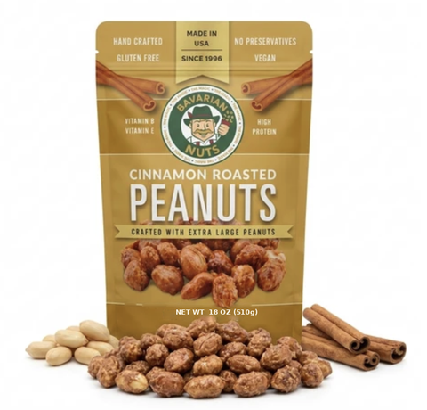 Cinnamon Roasted Peanuts, 18oz. | Gluten-free & Vegan | Magic Bavarian Nuts
